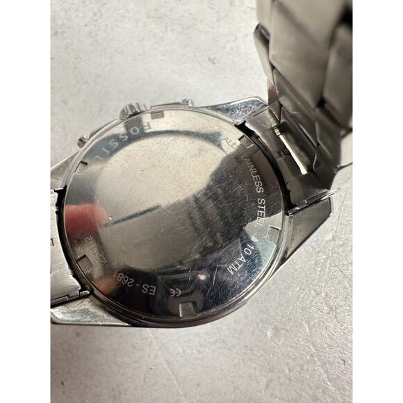 Fossil Watch Womens 37mm Pave Bezel Decker Chrono Date Silver Tone New Battery - Picture 8 of 11